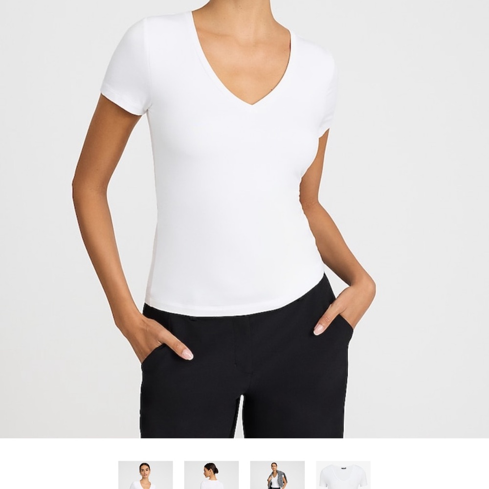 Express body contour V-Neck Short Sleeve Top